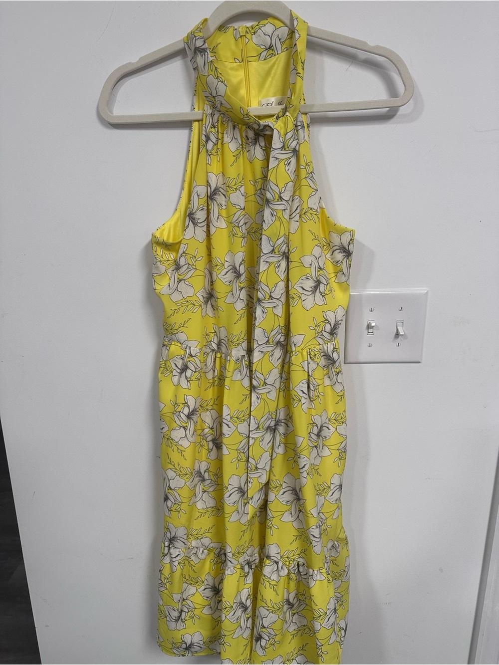 Eliza J Yellow Floral Halter Mini Dress - Picture 2 of 5